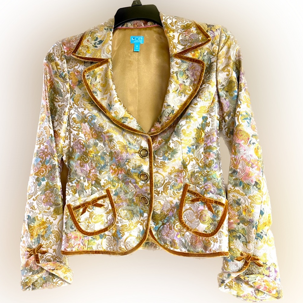 Vintage  Classiques Entier Gold Floral Blazer Med